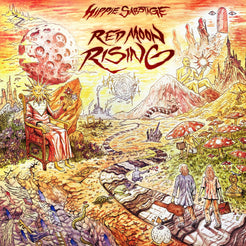 Red moon rising illustrated poster Hippie Sabotage